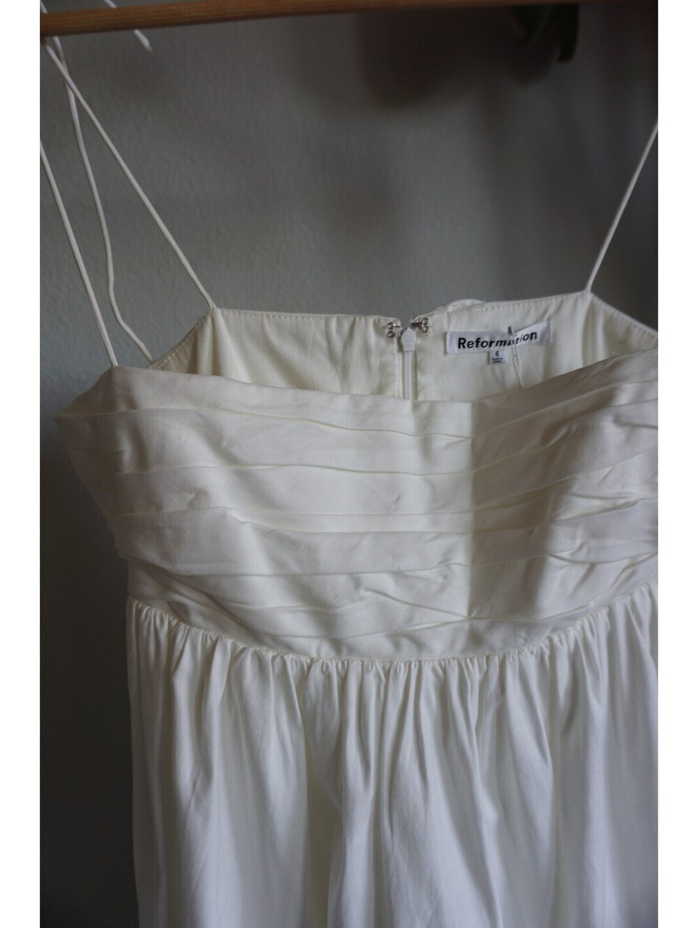 Reformation Catarina Dress White Mini Babydoll Poplin Tie Strap Dress Size 6 NWT - Picture 7 of 13